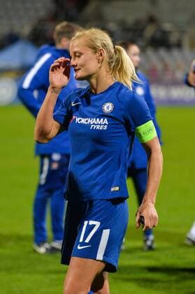 Chapman (Kapitän FC Chelsea) mit Freudentränen München (Munich), Deutschland (Germany), 11.10.2017, Fussball, UEFA Women s Champions League, FC Bayern München - FC Chelsea,