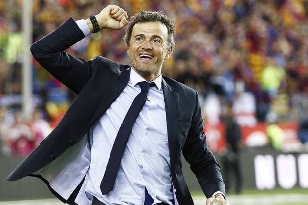 MADRID, 22-05-2015. Copa del Rey 2015 2016 final match. Barcelona - Sevilla. Luis Enrique head coach celebrates the victory. Barcelona v Sevilla