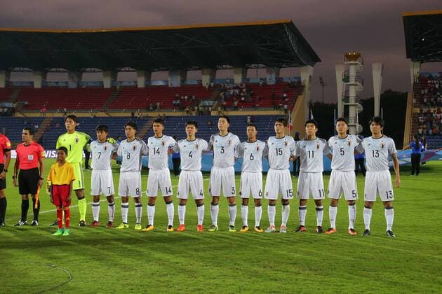 U-17 Japan team group Mannschaftsbild Totale (JPN), OCTOBER 11, 2017 - Football Soccer : FIFA U-17 World Cup India 2017 Group E match between France 2-1 Japan at Indira Gandhi Athletic Stadium in Guwahati, India. Noxthirdxpartyxsales  (tsra005579)