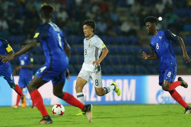 Kohei Okuno (JPN), OCTOBER 11, 2017 - Football Soccer : FIFA U-17 World Cup India 2017 Group E match between France 2-1 Japan at Indira Gandhi Athletic Stadium in Guwahati, India. Noxthirdxpartyxsales  (tsra005594)