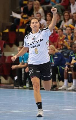 14.10.2017, Deutschland, Ludwigsburg, Deutschland, Handball Championsleague Frauen Saison 2017 2018 SG BBM Bietigheim vs. Metz Handball: Martine Smeets (BBM) jubelt, Jubel
