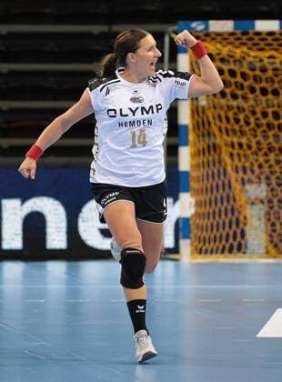 14.10.2017, Deutschland, Ludwigsburg, Deutschland, Handball Championsleague Frauen Saison 2017 2018 SG BBM Bietigheim vs. Metz Handball: Karolina Kudlacz-Gloc (BBM) jubelt