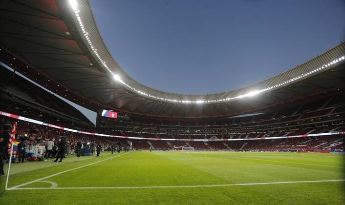 Partido de LaLiga Santander entre el Atletico y el Barcelona. En la imagen, ambiente en el Wanda Metropolitano antes del comienzo. LaLiga Santander match between Atletico and Barcelona. In this picture, atmosphere at Wanda Metropolitano before the start. 