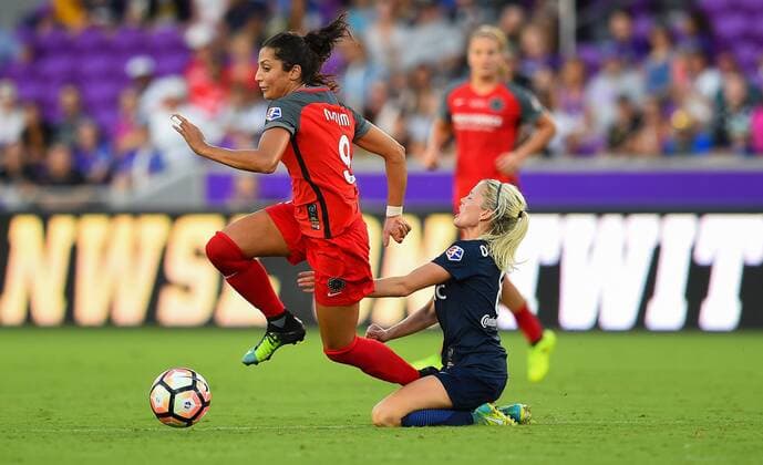 October 14, 2017 - Orlando, Florida, United States - Orlando, FL - Saturday October 14, 2017: Nadia Nadim during the NWSL Championship match between the North Carolina Courage and the Portland Thorns FC at Orlando City Stadium. Nadia Nadim - ZUMAt139 20171014_zaa_t139_060 Copyright: xBradxSmithx