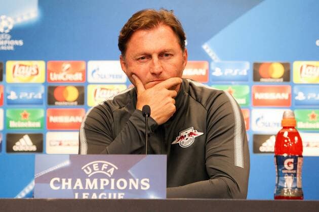 RB Leipzig - PK Champions League Leipzig, 16.10.2017, Red Bull Arena, Fussball, UEFA Champions League, Gruppe G, 3.Spieltag, Pressekonferenz am Vortag des Spiels , RB Leipzig vs. FC Porto , Im Bild: Trainer Ralph Hasenhüttl Hasenhuettl (RB Leipzig) ,