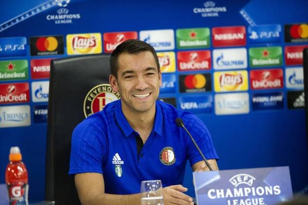 Fußball, CL, PK Feyenoord Rotterdam 16-10-2017 VOETBAL: TRAINING EN PERSCONFERENTIE FEYENOORD: ROTTERDAM Giovanni van Bronckhorst, coach Feyenoord Foto: SCS Michel Utrecht xVIxVIxImagesx xSoenarxChamidxsportfotografiexIVx 9034495