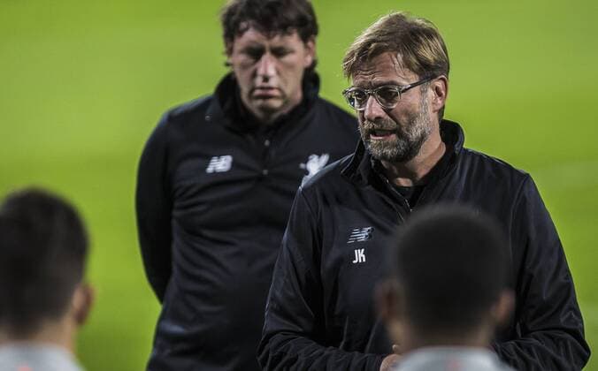 16th October 2017, Ljudski Vrt Stadium, Maribor, Slovenia; UEFA Champions League training, Maribor versus Liverpool; Head Coach Jurgen Klopp of Liverpool talks to his players during the training session  ActionPlus11940957
