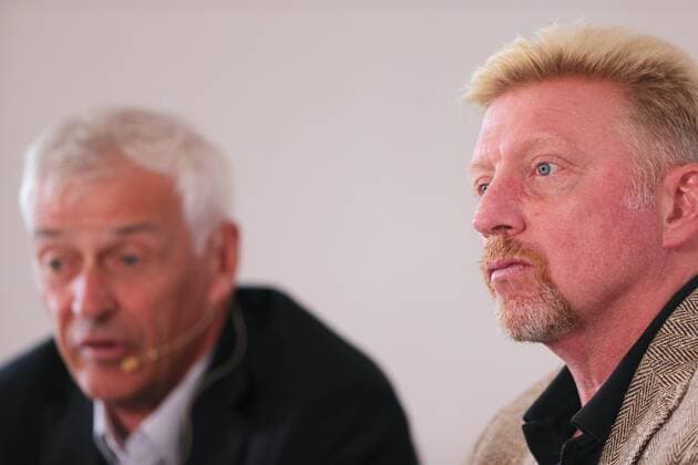 17.10.2017, Deutschland, Ismaning - Tennis - DTB Podiumsdiskussion. Im Bild DTB-Sportdirektor Klaus Eberhard und DTB head of men˜s Tennis Boris Becker. Ismaning Copyright: xBachun xEibner-Pressefotox EP_tbn