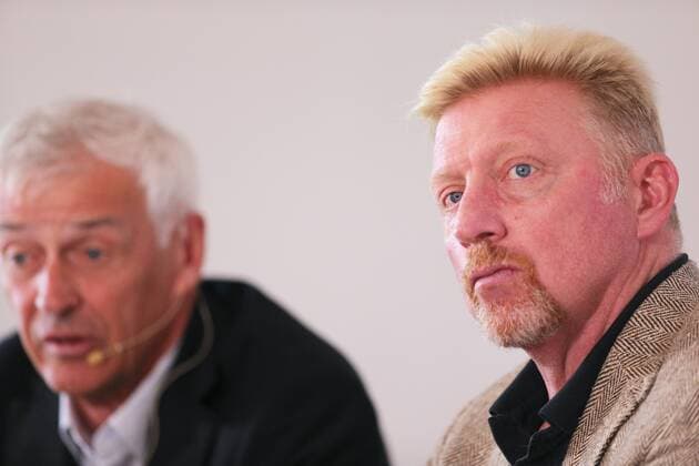 ISMANING,DEUTSCHLAND,17.10.2017 - TENNIS - DTB Podiumsdiskussion. Image shows Deutschland, Ismaning - Tennis - DTB Podiumsdiskussion. Im Bild DTB-Sportdirektor Klaus Eberhard und DTB head of men˜s Tennis Boris Becker. Photo: GEPA pictures Thomas Bachun Ismaning Copyright: xBachun xEibner-Pressefotox EP_tbn
