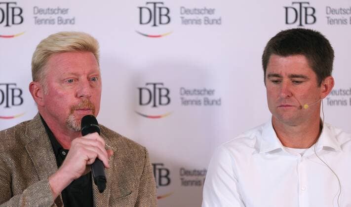 17.10.2017, Deutschland, Ismaning - Tennis - DTB Podiumsdiskussion. Im Bild DTB head of men˜s Tennis Boris Becker und Davis-Cup-Kapitaen Michael Kohlmann. Ismaning Copyright: xBachun xEibner-Pressefotox EP_tbn