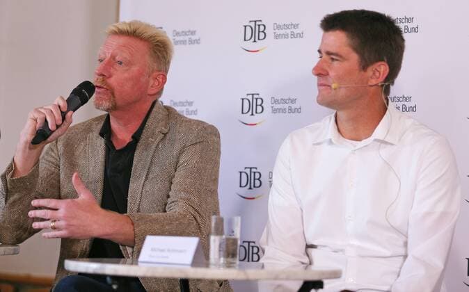 17.10.2017, Deutschland, Ismaning - Tennis - DTB Podiumsdiskussion. Im Bild DTB head of men˜s Tennis Boris Becker und Davis-Cup-Kapitaen Michael Kohlmann. Ismaning Copyright: xBachun xEibner-Pressefotox EP_tbn