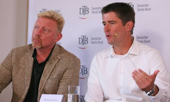 ISMANING,DEUTSCHLAND,17.10.2017 - TENNIS - DTB Podiumsdiskussion. Image shows Deutschland, Ismaning - Tennis - DTB Podiumsdiskussion. Im Bild DTB head of men˜s Tennis Boris Becker und Davis-Cup-Kapitaen Michael Kohlmann. Photo: GEPA pictures Thomas Bachun Ismaning Copyright: xBachun xEibner-Pressefotox EP_tbn