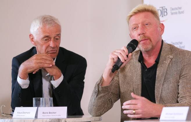 17.10.2017, Deutschland, Ismaning - Tennis - DTB Podiumsdiskussion. Im Bild DTB-Sportdirektor Klaus Eberhard und DTB head of men˜s Tennis Boris Becker. Ismaning Copyright: xBachun xEibner-Pressefotox EP_tbn