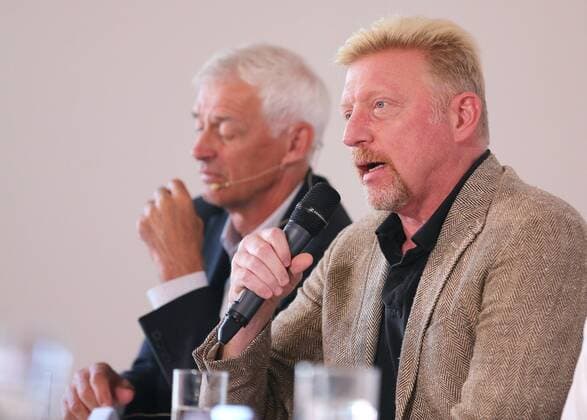 17.10.2017, Deutschland, Ismaning - Tennis - DTB Podiumsdiskussion. Im Bild DTB-Sportdirektor Klaus Eberhard und DTB head of men˜s Tennis Boris Becker. Ismaning Copyright: xBachun xEibner-Pressefotox EP_tbn