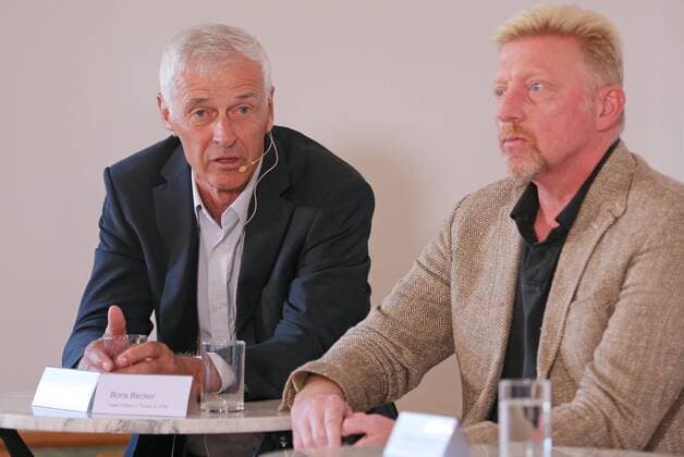 17.10.2017, Deutschland, Ismaning - Tennis - DTB Podiumsdiskussion. Im Bild DTB-Sportdirektor Klaus Eberhard und DTB head of men˜s Tennis Boris Becker. Ismaning Copyright: xBachun xEibner-Pressefotox EP_tbn