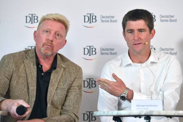 v.li:Boris BECKER (Head of Tennis), mit Michael KOHLMANN( Davis Cup Kapitaen). Tennis, Podiumsdiskussion Deutscher Tennisbund und Bayerischer Tennis Verband am 17.10.2017 in Ismaning.