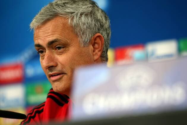 October 17, 2017 - Lisbon, Portugal - Manchester United ManU s Portuguese head coach Jose Mourinho attends a press conference PK Pressekonferenz at the Luz stadium in Lisbon, Portugal on October 17, 2017, on the eve of the UEFA Champions League football match SL Benfica vs Manchester United. Photo: UEFA Champions League - Manchester United press conference and training - ZUMAf123 20171017_zap_f123_008 Copyright: xPedroxFiuzax