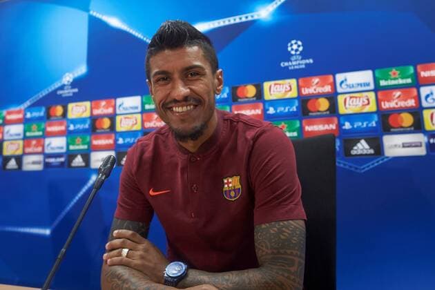 FC Barcelona Barca s player Paulinho Bezerra during a press conference PK Pressekonferenz at Joan Gamper complex in Barcelona, Spain, 17 October 2017. FC Barcelona will face Olympiacos Piraeus in the UEFA Champions League Group D soccer match on 18 October 2017. FC Barcelona press conference !ACHTUNG: NUR REDAKTIONELLE NUTZUNG!  Copyright: xAlejandroxGarcíax SJD105 20171017-636438680459941808