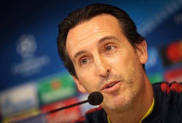 PSG s head coach Unai Emery pictured during a press conference PK Pressekonferenz of French soccer team Paris Saint-Germain, Tuesday 17 October 2017 in Brussels. Tomorrow PSG is playing a game in the group stage (Group B) of the UEFA Champions League competition against Belgian soccer team RSC Anderlecht. VIRGINIExLEFOUR  x05184786x