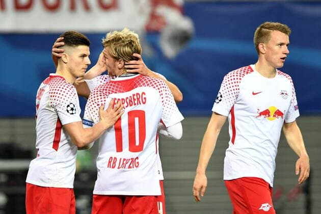Fussball, Herren, Saison 2017 2018, Champions League (Gruppe G, 3. Spieltag), RB Leipzig - FC Porto, Jubel nach dem Tor zum 2:1 durch Emil Forsberg (Nr. 10, RB Leipzig), 17.10. 2017, Copyright: xMatthiasxKochx