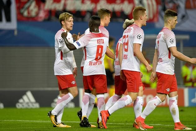 Fussball, Herren, Saison 2017 2018, Champions League (Gruppe G, 3. Spieltag), RB Leipzig - FC Porto, Jubel nach dem Tor zum 2:1 durch Emil Forsberg (Nr. 10, RB Leipzig), 17.10. 2017, Copyright: xMatthiasxKochx