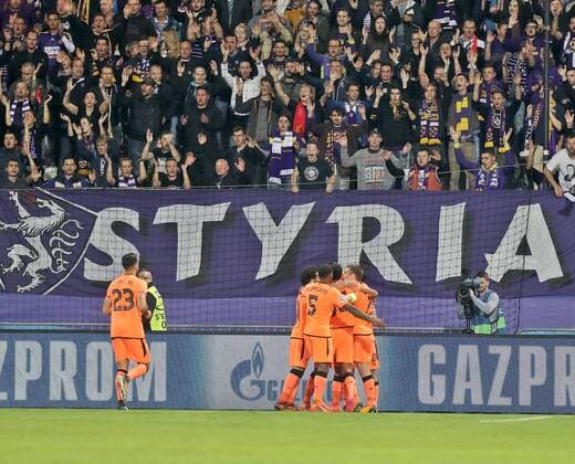 SOCCER - CL, Maribor vs Liverpool MARIBOR,SLOVENIA,17.OCT.17 - SOCCER - UEFA Champions League, group stage, NK Maribor vs Liverpool FC. Image shows the rejoicing of Liverpool. GEPAxpictures xM.xOberlaender