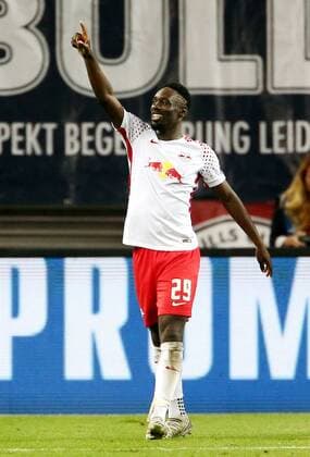 Jean Kevin Augustin 3:1 Freude Emotion jubelnd Jubel nach 3:1 Fußball Fussball UEFA CL Championsleague Herren Saison 2017 2018 17.10.2017 RB Leipzig RBL vs. FC Porto