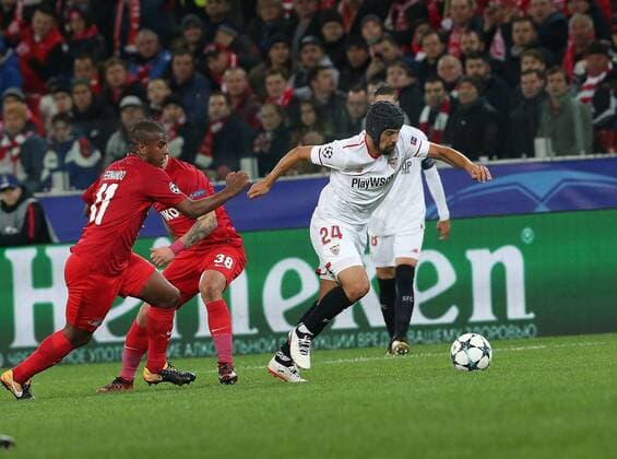 Match of the group stage of the Champions League between FC Spartak (Moscow, Russia) and FC Sevilla (Seville, Spain). â –24 Nolito. 
