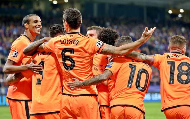 SOCCER - CL, Maribor vs Liverpool MARIBOR,SLOVENIA,17.OCT.17 - SOCCER - UEFA Champions League, group stage, NK Maribor vs Liverpool FC. Image shows the rejoicing of Liverpool. GEPAxpictures xM.xOberlaender