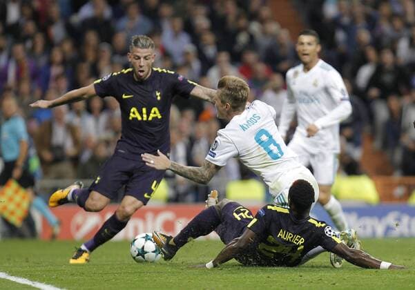 Soccer match between Real Madrid and Tottenham of Champions League 2017 2018 held at the Santiago Bernabeu stadium in Madrid Photo J Luis Cuesta 261 Cordon Press Toni Kroos  xJosexLuisxCuestax xx