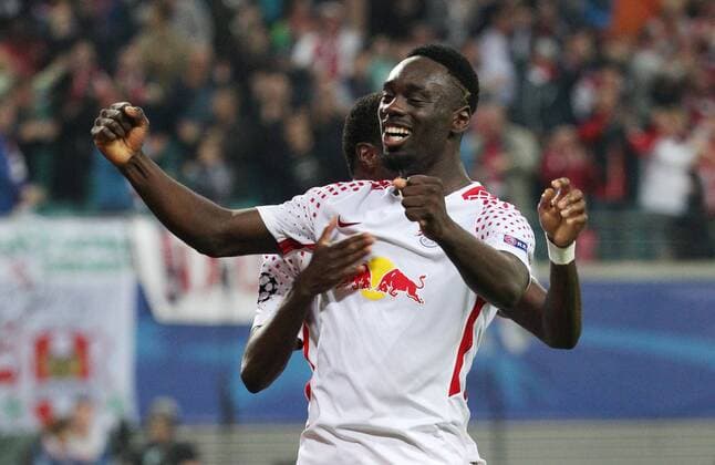 GER, UEFA Champions League, Vorrunde, RasenBallsport Leipzig vs FC Porto 17.10.17 , Leipzig, Red Bull Arena, GER, Saison 2017 2018, UEFA Champions League, Vorrunde, Gruppe G, 03. Spieltag, RasenBallsport Leipzig vs FC Porto im Bild Torjubel Jean-Kevin Augustin und Bruma (Leipzig) nach dem Tor zum 3:1 durch Jean-Kevin Augustin