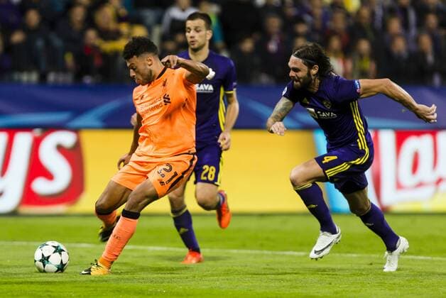 17th October 2017, Ljudski vrt, Maribor, Slovenia; UEFA Champions League, NK Maribor versus Liverpool; Midfielder Alex Oxlade-Chamberlain of Liverpool shoots on the goal  ActionPlus11941169