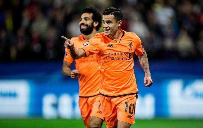 MARIBOR, SLOVENIA - OCTOBER 17: Philippe Coutinho of Liverpool FC celebrates after scoring second goal for Liverpool during UEFA Champions League 2017 18 group E match between NK Maribor and Liverpool FC at Stadium Ljudski vrt, on October 17, 2017 in Maribor, Slovenia. (Photo by Vid Ponikvar Sportida) Football  Copyright: xVidxPonikvarx xSportidax