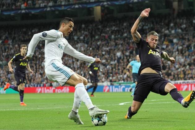 Real MadridÂ s Portuguese forward Cristiano Ronaldo during Champions League match between Real Madrid and Tottenham at the Santiago Bernabeu stadium in Madrid Tuesday Oct 17th 2017  xIrinaxR.xH.x xAFP7x xRealxMadridxvxTottenham,xChampionsxLeague,xOctx17thx2017x