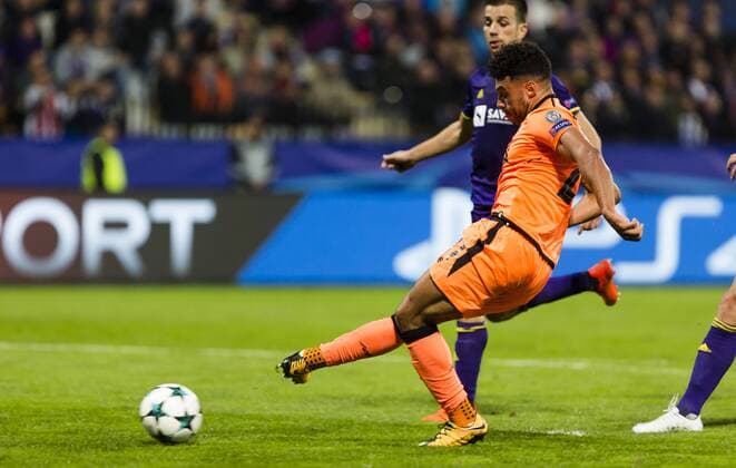 17th October 2017, Ljudski vrt, Maribor, Slovenia; UEFA Champions League, NK Maribor versus Liverpool; Midfielder Alex Oxlade-Chamberlain of Liverpool shoots on the goal  ActionPlus11941205