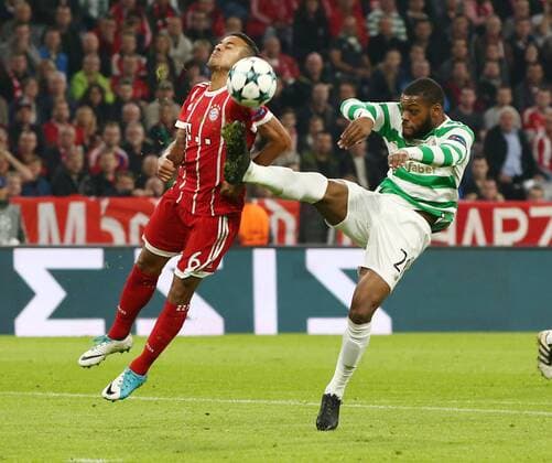 Thiago, Olivier Ntcham Aktion Spielszene Zweikampf Fußball Fussball UEFA CL Championsleague Herren Saison 2017 2018 18.10.2017 FC Bayern München FCB vs. Celtic Glasgow