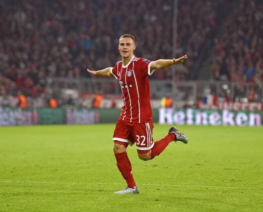 18.10.2017, Fussball UEFA Champions League 2017 2018, Gruppenphase, 3.Spieltag, FC Bayern München - Celtic Glasgow, in der Allianz-Arena München, Torjubel Joshua Kimmich (FC Bayern München).