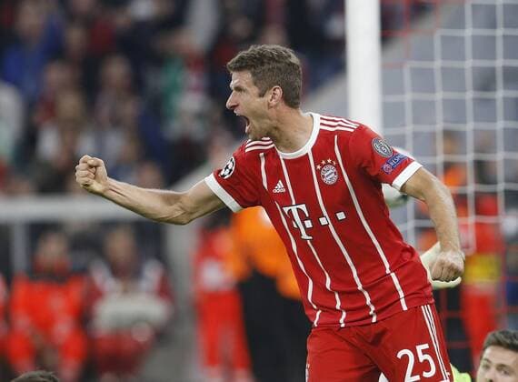 Torjubel 1:0 München, Torschüte Thomas Müller (Bayern) . FC Bayern München-Celtic Glasgow . München, GER, 18.10.2017, Fussball-Champions League 2017 2018 .