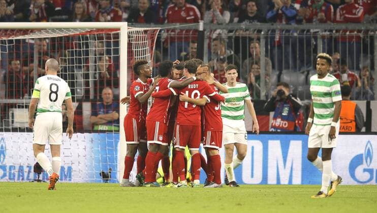 Foto: Torjubel Bayern , 1-0 durch Thomas Müller Fussball - Championsleague am Mi. 18.10.2017 3. Gruppenspiel Bayern München - Celtic Glasgow