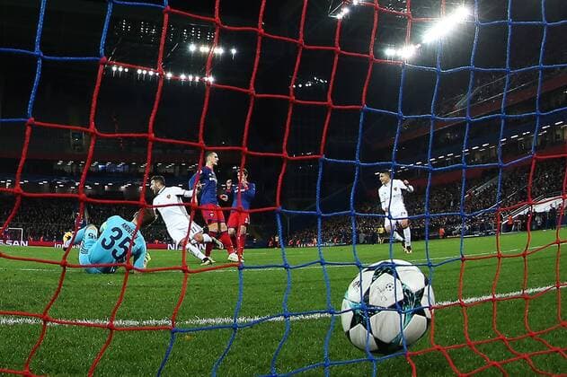 MOSCOW, RUSSIA - OCTOBER 18, 2017: CSKA Moscow goalkeeper Igor Akinfeev concedes a goal in their 2017 18 UEFA Champions League Group A Round 3 football match against Basel at VEB Arena. Artyom Korotayev TASS  TS065548