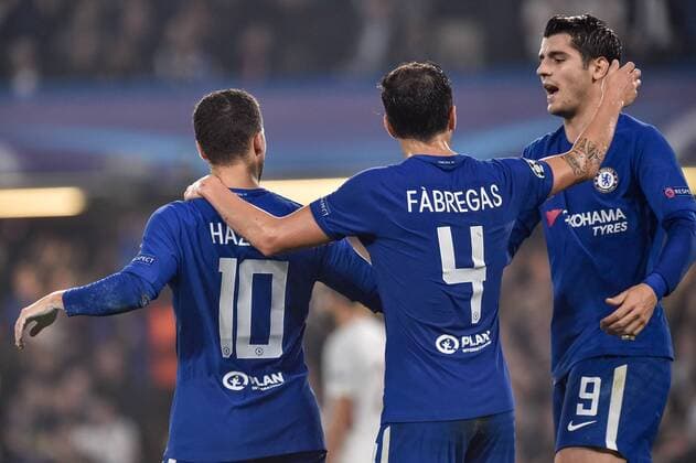 October 18, 2017 - London, United Kingdom - Eden Hazard of Chelsea celebrates scoring second goal during the UEFA Champions League match between Chelsea v AS Roma at Stamford Bridge Stadium, London, United Kingdom on 18 October 2017. Chelsea v AS Roma - UEFA Champions League  - ZUMAn230 20171018_zaa_n230_316 Copyright: xGiuseppexMaffiax