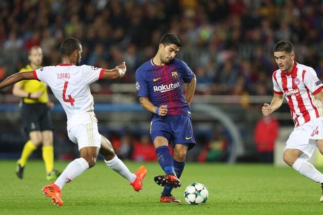 October 18, 2017 - Barcelona, Spain - October 18, 2017 - Barcelona, Catalonia, Spain - LUIS SUAREZ of Barcelona during the UEFA Champions League, Group D football match between FC Barcelona Barca and Olympiacos FC at Camp Nou stadium in Barcelona, Spain. Football - UEFA Champions League - FC Barcelona vs Olympiacos FC  - ZUMAb169 20171018_zaa_b169_019 Copyright: xManuelxBlondeau Aop.Pressx