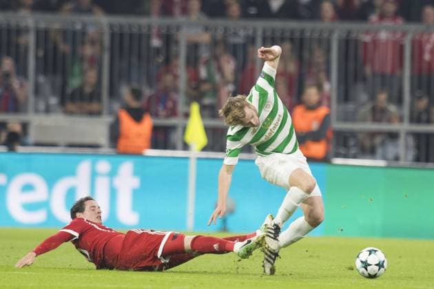 Fussball Champions League Begegnung FC Bayern Muenchen vs. Celtic Glasgow, Allianz Arena Muenchen. 18.10.2017 Im Bild: Sebastian Rudy, Â