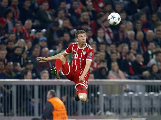 Thomas Müller (Bayern) . Einzelaktion am Ball . FC Bayern München-Celtic Glasgow . München, GER, 18.10.2017, Fussball-Champions League 2017 2018 .