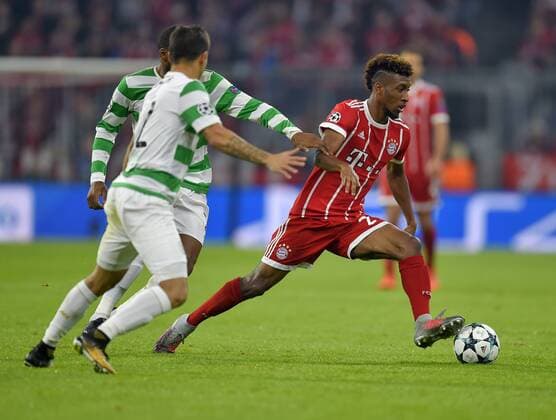 18.10.2017, Fussball UEFA Champions League 2017 2018, Gruppenphase, 3.Spieltag, FC Bayern München - Celtic Glasgow, in der Allianz-Arena München, Kingsley Coman (re, Bayern München)