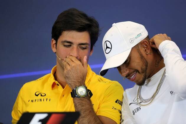 19.10.2017 - press conference PK Pressekonferenz Carlos Sainz Jr (ESP) Renault F1 Team RS17 and Lewis Hamilton (GBR) Mercedes AMG F1 W08 United States Grand Prix, Austin 19 - 22 October 2017 19.10.2017 - Press conference, Carlos Sainz Jr (ESP) Renault Sport F1 Team RS17 and Lewis Hamilton (GBR) Mercedes AMG F1 W08 