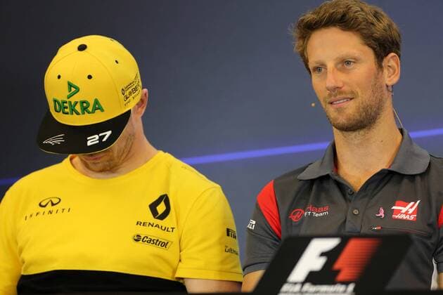 19.10.2017 - press conference PK Pressekonferenz Nico Hulkenberg (GER) Renault F1 Team RS17 and Romain Grosjean (FRA) Haas F1 Team VF-17 United States Grand Prix, Austin 19 - 22 October 2017 19.10.2017 - Press conference, Nico Hulkenberg (GER) Renault Sport F1 Team RS17 and Romain Grosjean (FRA) Haas F1 Team VF-17 