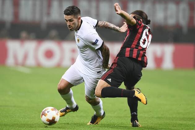 Mg Milano 19 10 2017 - Europa League Milan-Aek foto Matteo Gribaudi Image nella foto: Marko Livaja-Ricardo Rodriguez 