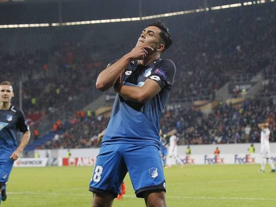 Torjubel 2:0 Hoffenheim, Torschüte Nadiem Amiri (Hoffenh) . TSG 1899 Hoffenheim-Istanbul Basaksehir FK . Sinsheim, GER 19.10.2017, Europa League 2017 2018 .