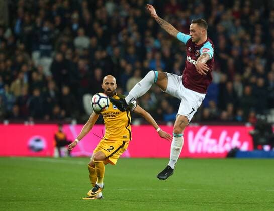 October 20, 2017 - London, England, United Kingdom - West Ham United s Marko Arnautovic.during Premier League match between West Ham United against Brighton and Hove Albion at The London Stadium, Queen Elizabeth II Olympic Park, London, Britain - 20 Oct 2017 West Ham United v Brighton and Hove Albion - Premier League  - ZUMAn230 20171020_zaa_n230_324 Copyright: xKieranxGalvinx